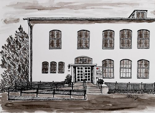 Zeichnung des alten Rathauses Bergisch Neukirchen